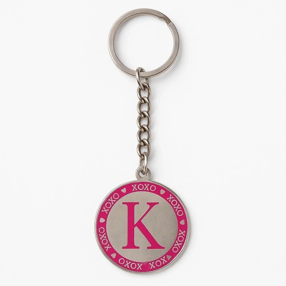 Pink and Silver K Keychain